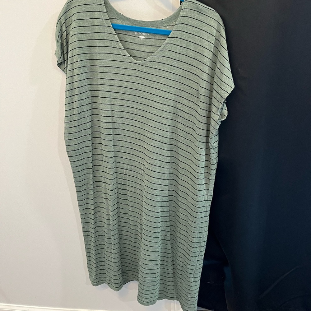 Eileen Fisher green striped dress size S/P